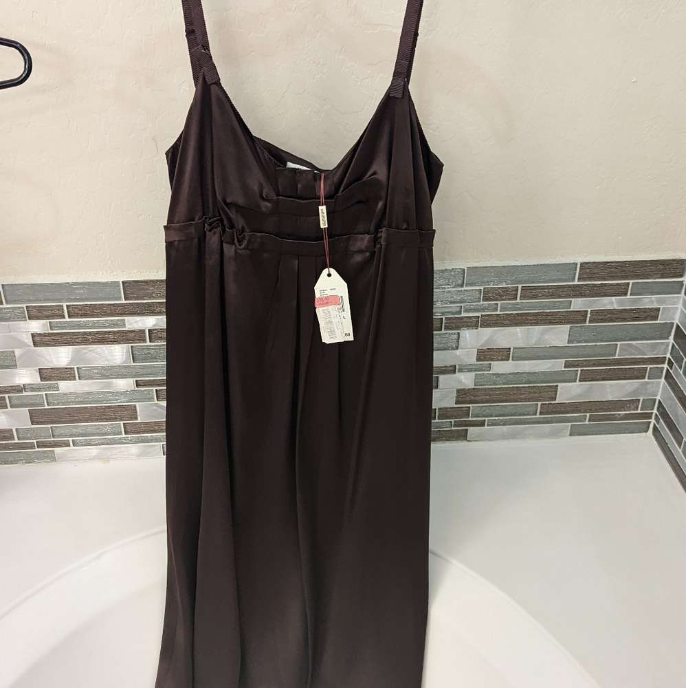Max studio silk brown dress